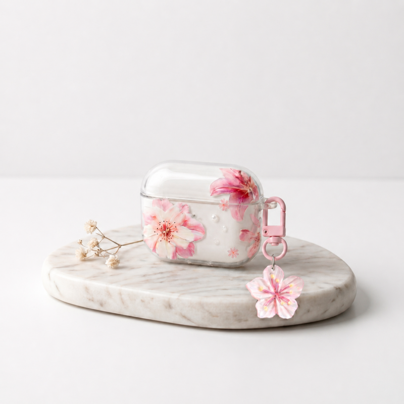 Funda Transparente Floral Para AirPods Pro 2 Con Colgante