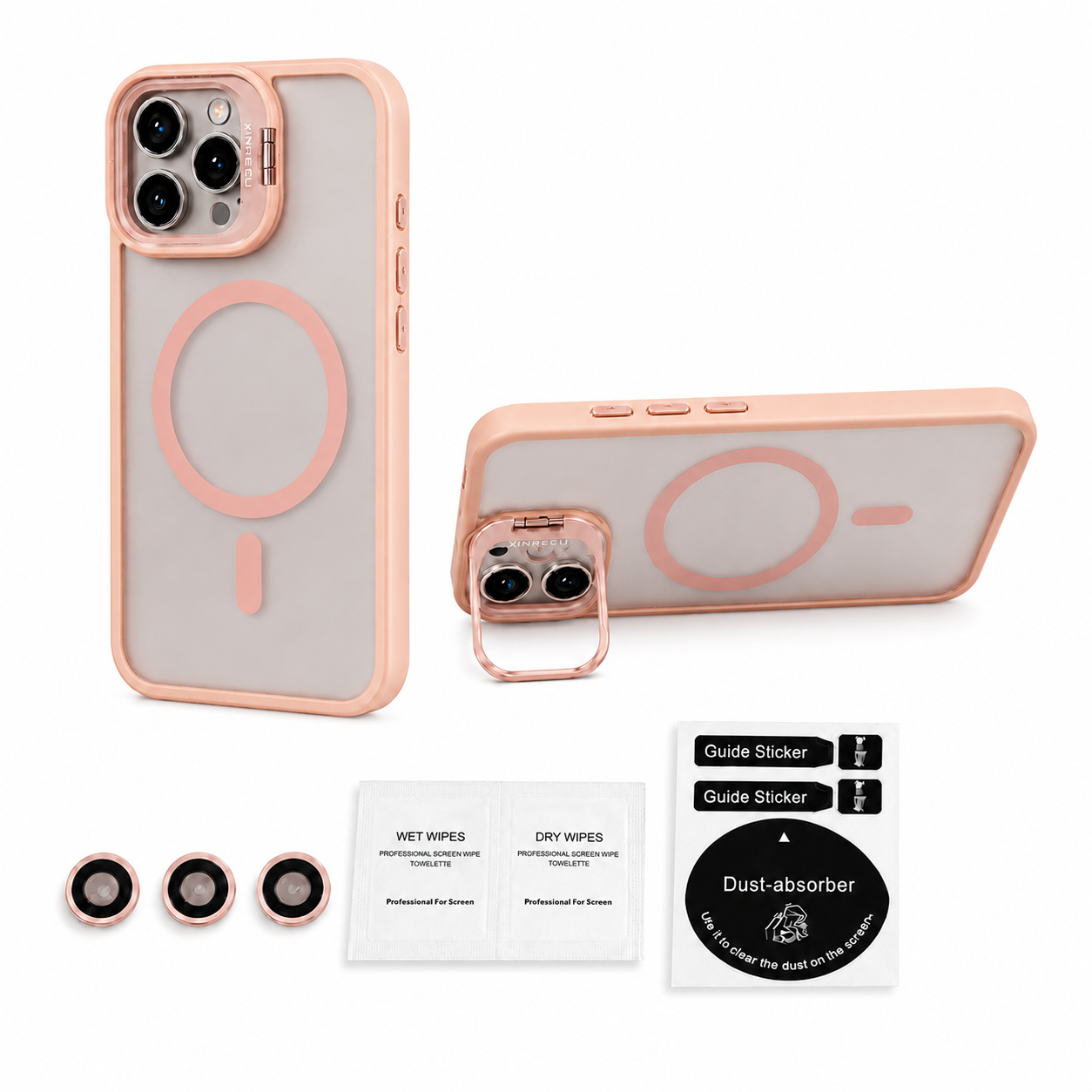 Funda MagSafe Con Soporte y Protectores De Cámara Rosa