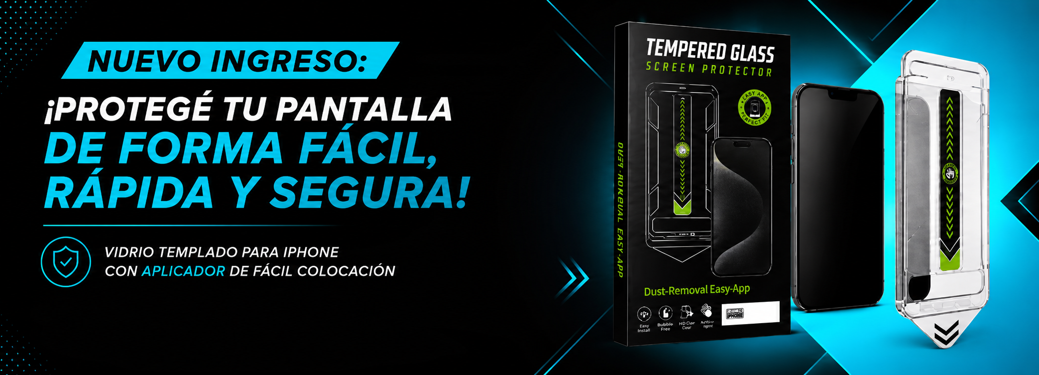 Vidrios templados para iPhone con aplicador